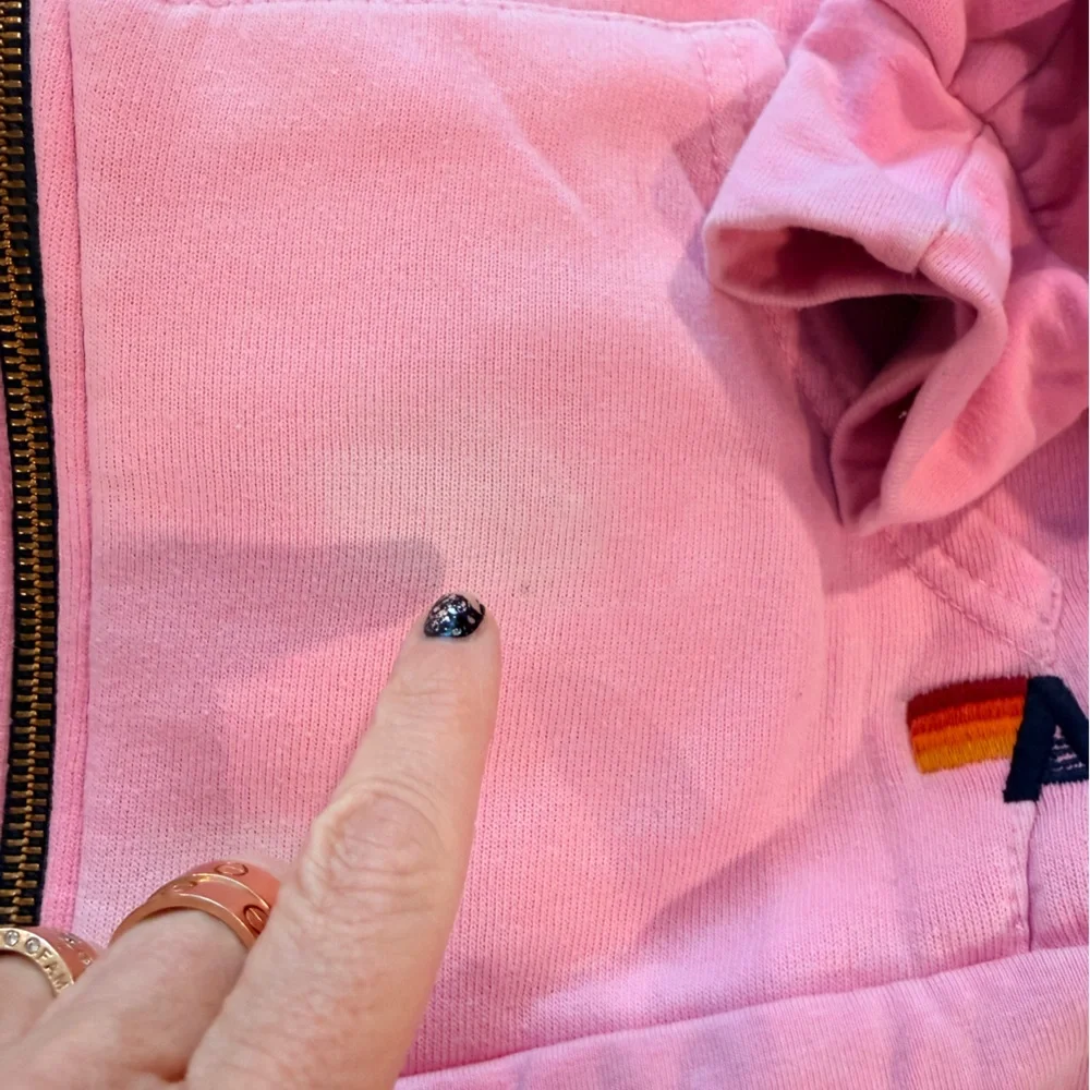 Pink aviator nation Hoodie with Rainbow Stripes - Picture 4 of 7